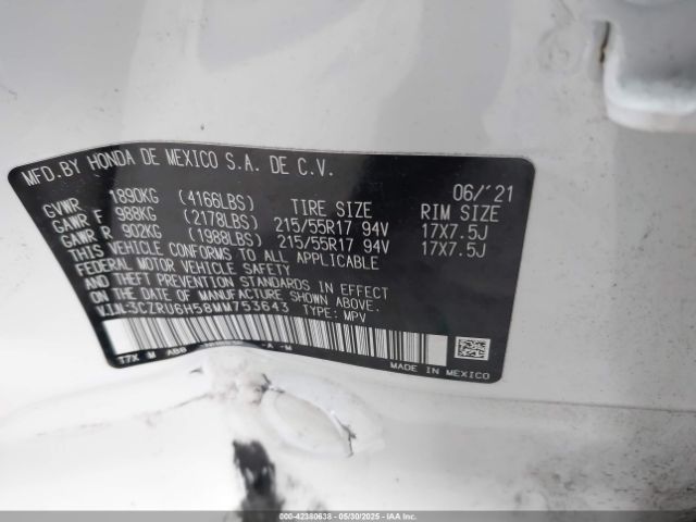 3CZRU6H58MM753643 Honda Hr-v Awd Ex