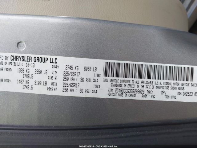2C4RDGCG3ER206620 Dodge Grand Caravan Sxt
