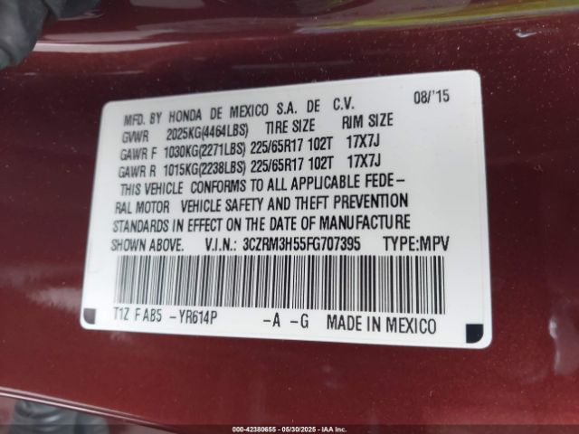 3CZRM3H55FG707395 Honda CR-V EX