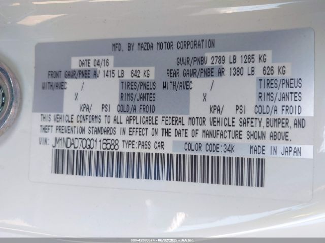JM1NDAD70G0116588 Mazda Mx-5 Miata Grand Touring