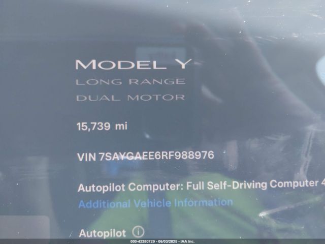 7SAYGAEE6RF988976 Tesla Model Y Long Range Dual Motor All-wheel Drive