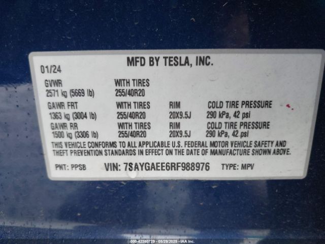 7SAYGAEE6RF988976 Tesla Model Y Long Range Dual Motor All-wheel Drive