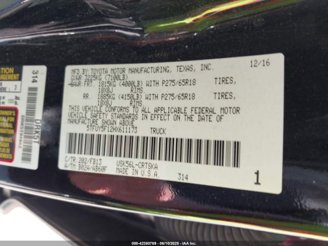 5TFUY5F12HX611173 Toyota 3ur-fe
