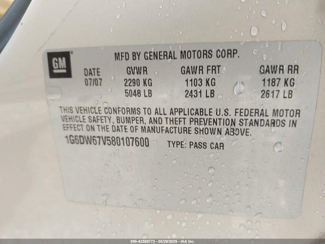 2008 CADILLAC STS 1G6DW67V580107600 Photo 8