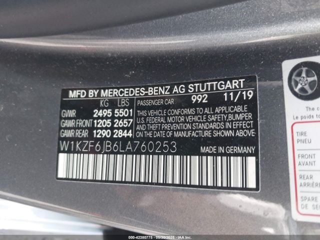 2020 MERCEDES-BENZ E 450 W1KZF6JB6LA760253 Photo 8