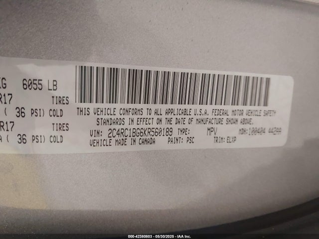 Chrysler Pacifica 2019 2C4RC1BG6KR560189 Image 9