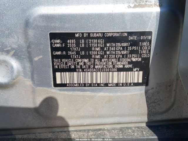 2018 SUBARU OUTBACK 4S4BSACC2J3301086 Photo 8