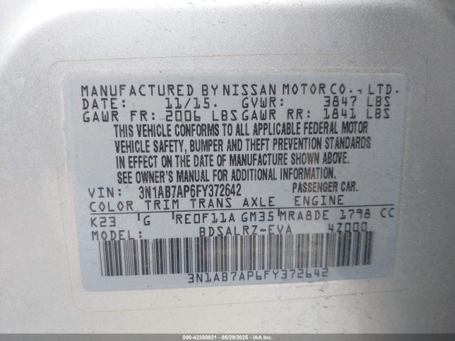 3N1AB7AP6FY372642 Nissan SENTRA SR