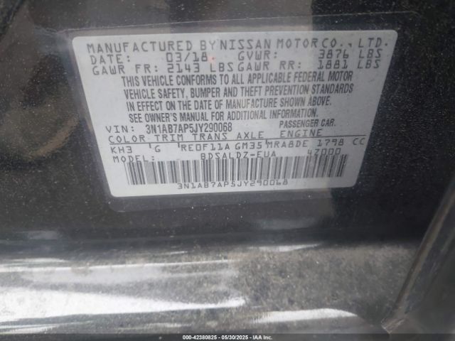 3N1AB7AP5JY290068 Nissan SENTRA SV