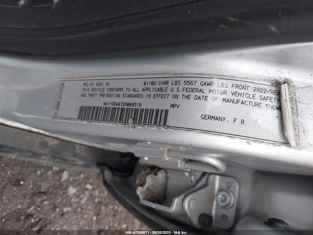 2002 AUDI ALLROAD WA1YD64B72N088518 Photo 8