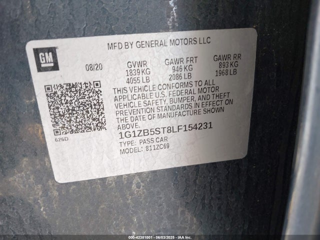 1G1ZB5ST8LF154231 Chevrolet Malibu Fwd Ls