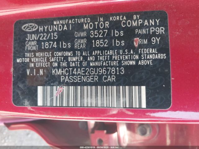KMHCT4AE2GU967813 Hyundai ACCENT SE