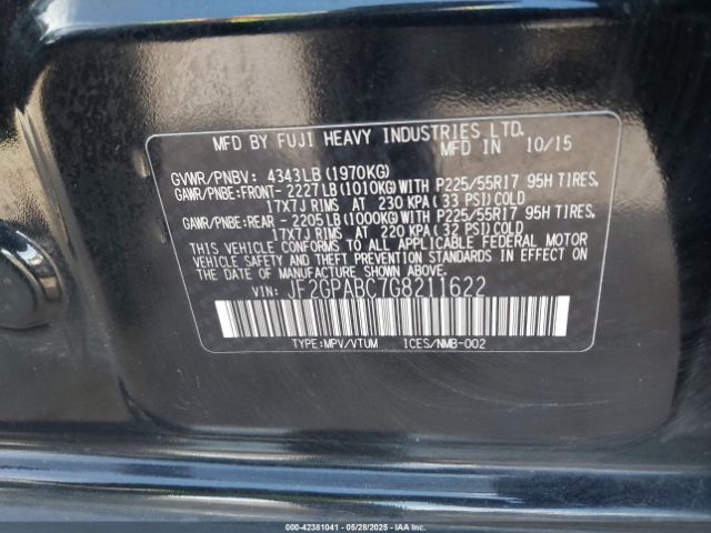 JF2GPABC7G8211622 Subaru Crosstrek 2.0i Premium