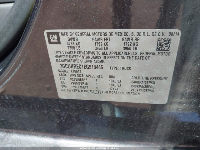3GCUKREC1EG518446 Chevrolet Silverado 1500 1lt
