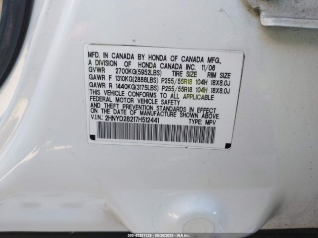 2007 ACURA MDX 2HNYD28217H512441 Photo 8