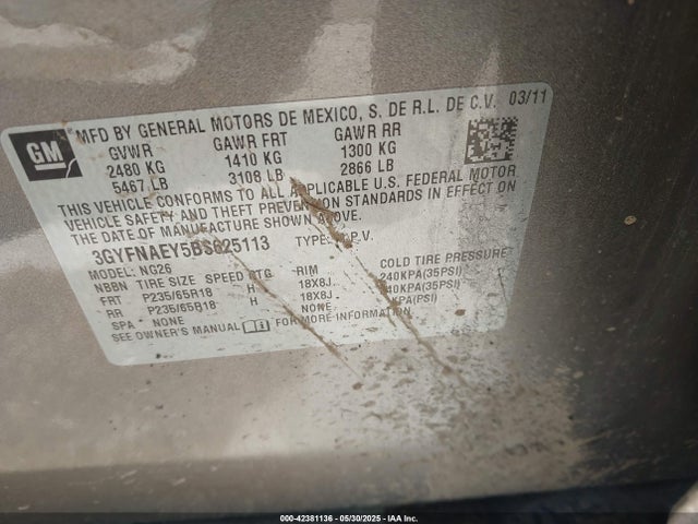 2011 CADILLAC SRX 3GYFNAEY5BS625113 Photo 8