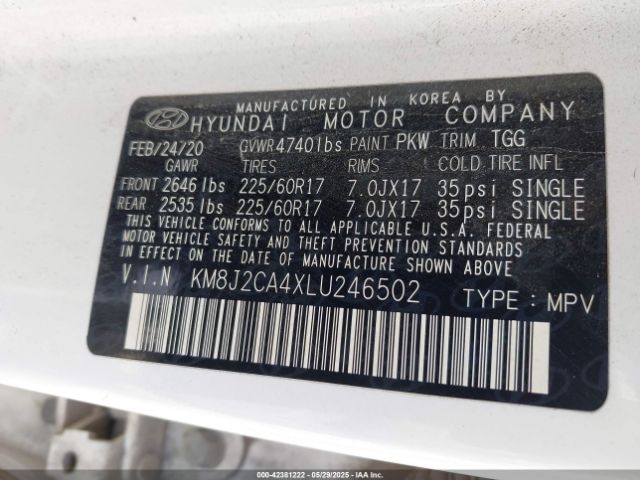 2020 HYUNDAI TUCSON KM8J2CA4XLU246502 Photo 8