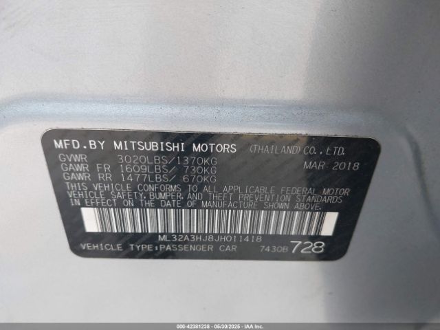 2018 MITSUBISHI MIRAGE ML32A3HJ8JH011418 Photo 8
