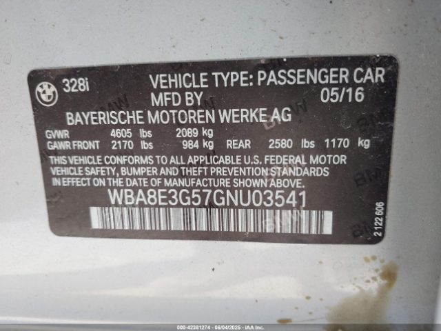2016 BMW 328I WBA8E3G57GNU03541 Photo 8