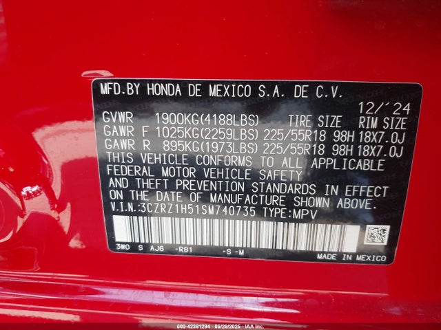 3CZRZ1H51SM740735 Honda k20z5