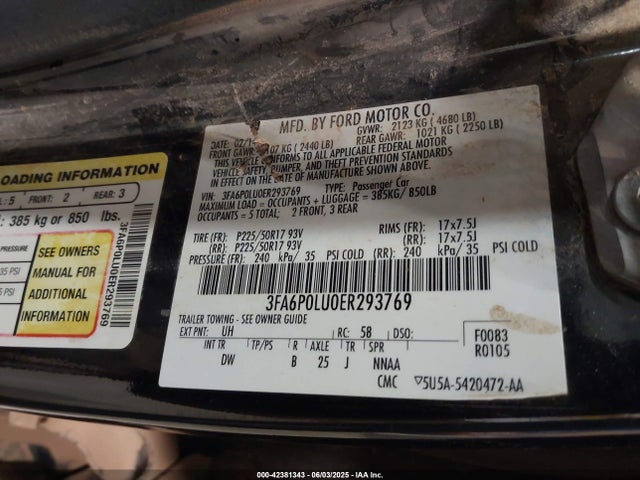 Ford Fusion 2014 3FA6P0LU0ER293769 Image 9
