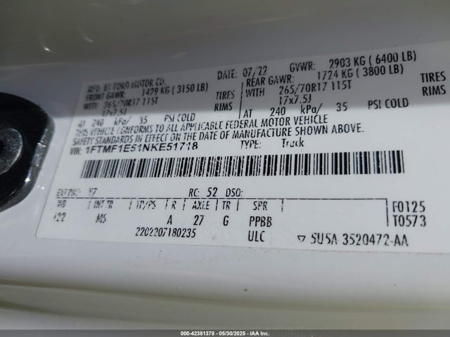 1FTMF1E51NKE51718 Ford 5.0l-4v
