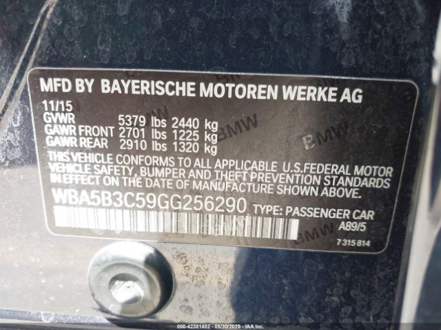 WBA5B3C59GG256290 BMW 2016
