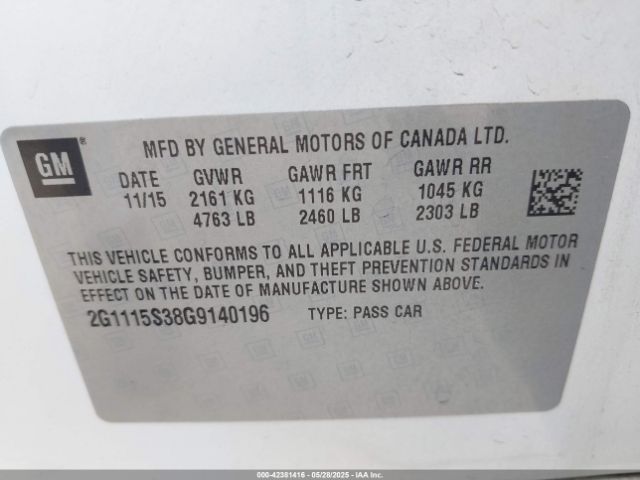 2G1115S38G9140196 Chevrolet Impala 2lt