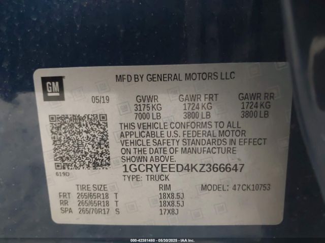 1GCRYEED4KZ366647 Chevrolet l84 - di, dfm, alum, gen 5, var 2
