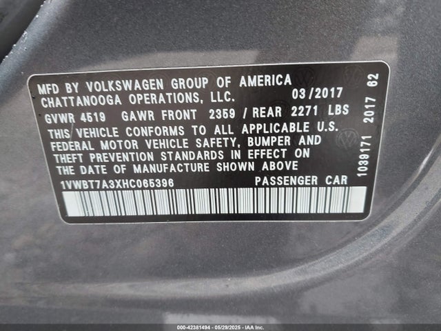 1VWBT7A3XHC065396 Volkswagen 1.8 tsi