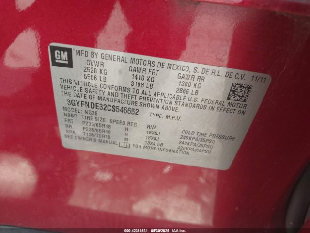 2012 CADILLAC SRX 3GYFNDE32CS546652 Photo 10