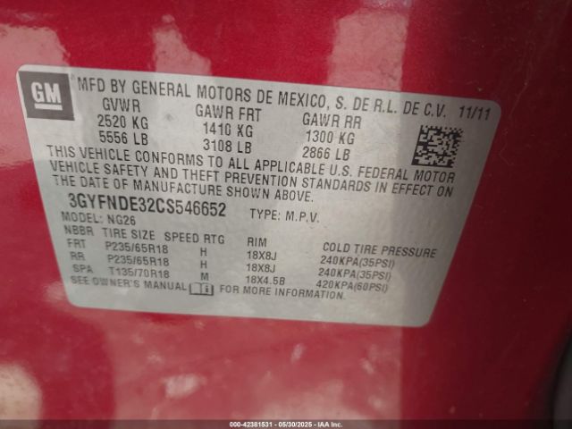 2012 CADILLAC SRX 3GYFNDE32CS546652 Photo 8