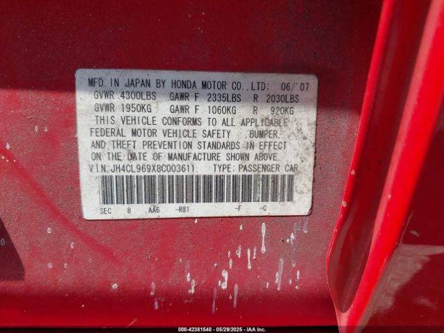 2008 ACURA TSX JH4CL969X8C003611 Photo 8