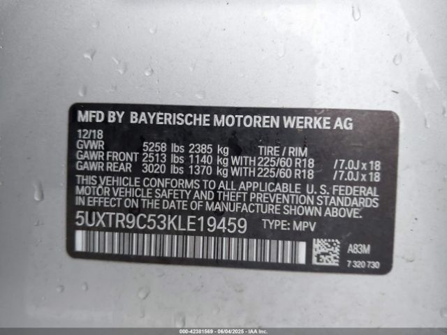 2019 BMW X3 5UXTR9C53KLE19459 Photo 8