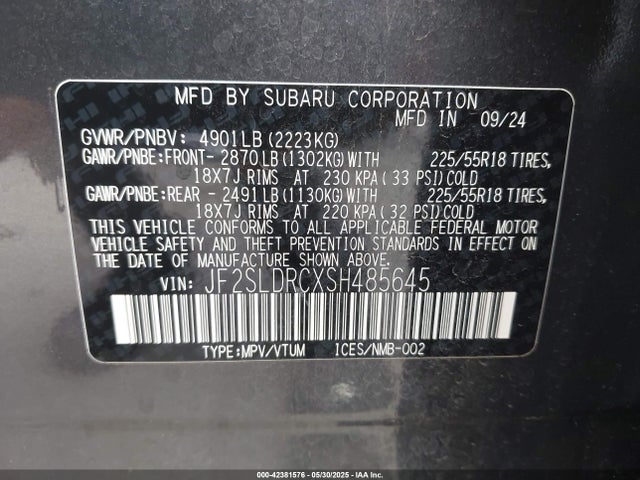 Subaru na 2025 JF2SLDRCXSH485645 Image 9