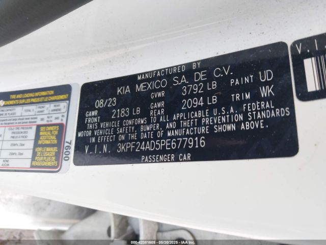 3KPF24AD5PE677916 KIA FORTE LX