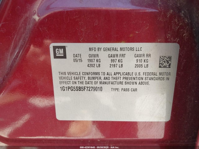 Chevrolet LUV 2015 1G1PG5SB5F7279010 Image 9