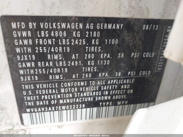 2014 VOLKSWAGEN TIGUAN WVGAV3AX7EW022239 Photo 8