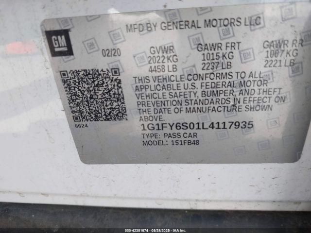 1G1FY6S01L4117935 Chevrolet Bolt Ev Fwd Lt