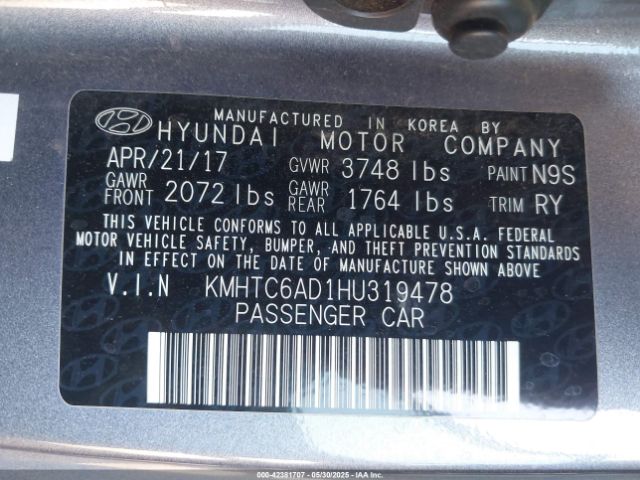 KMHTC6AD1HU319478 Hyundai Veloster Value Edition