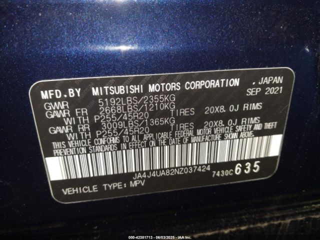 2022 MITSUBISHI OUTLANDER JA4J4UA82NZ037424 Photo 8
