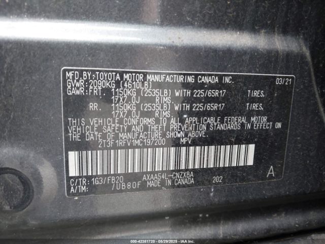 2021 TOYOTA RAV4 2T3F1RFV1MC197200 Photo 8