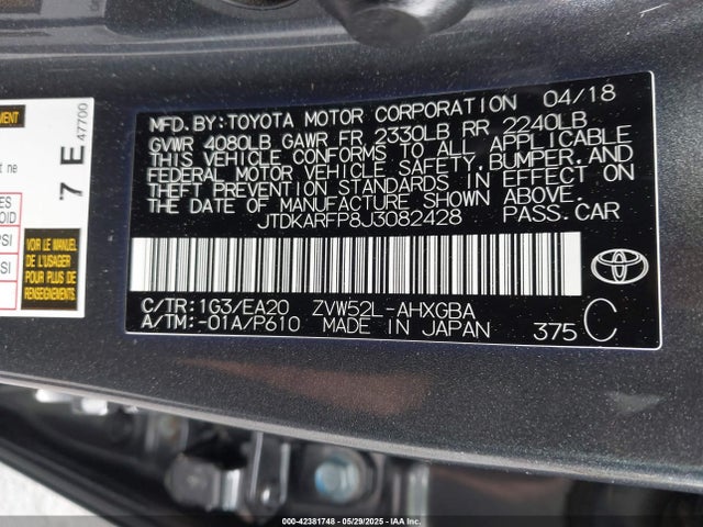 Toyota Prius Prime Premium 2018 JTDKARFP8J3082428 Image 9