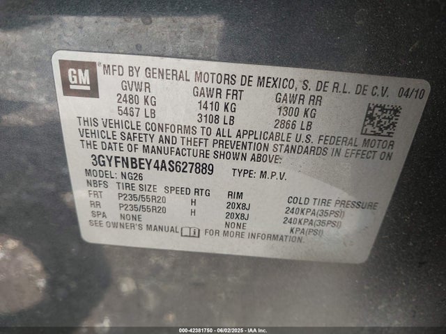 2010 CADILLAC SRX 3GYFNBEY4AS627889 Photo 8