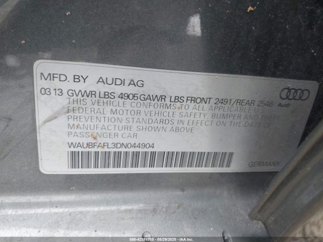 2013 AUDI A4 WAUBFAFL3DN044904 Photo 8