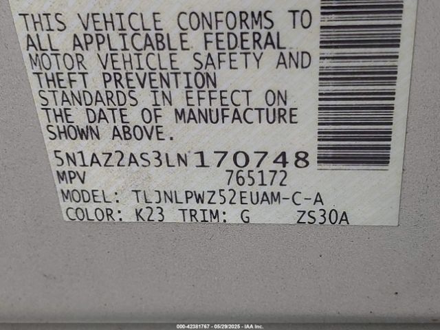2020 NISSAN MURANO 5N1AZ2AS3LN170748 Photo 8