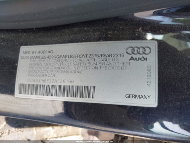 2002 AUDI A4 WAULC58E32A129166 Photo 8