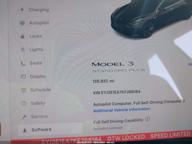 5YJ3E1EA7KF298184 Tesla Model 3 Long Range/mid Range/standard Range/standard Range Plus