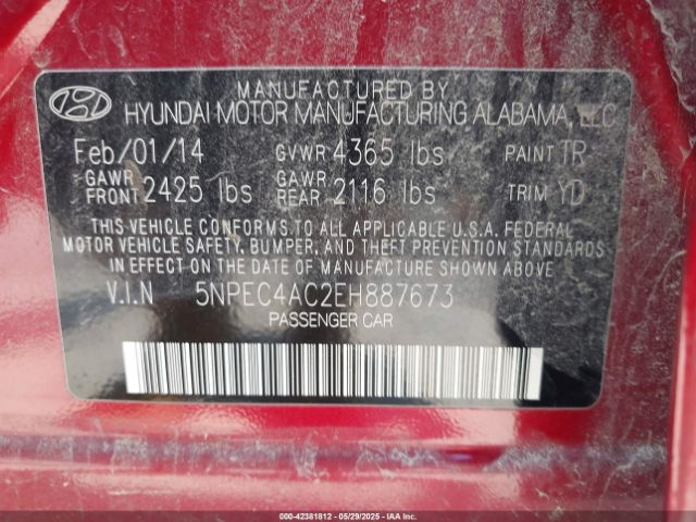 5NPEC4AC2EH887673 Hyundai Sonata Limited