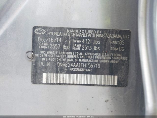5NPE24AA1FH156719 Hyundai SONATA ECO